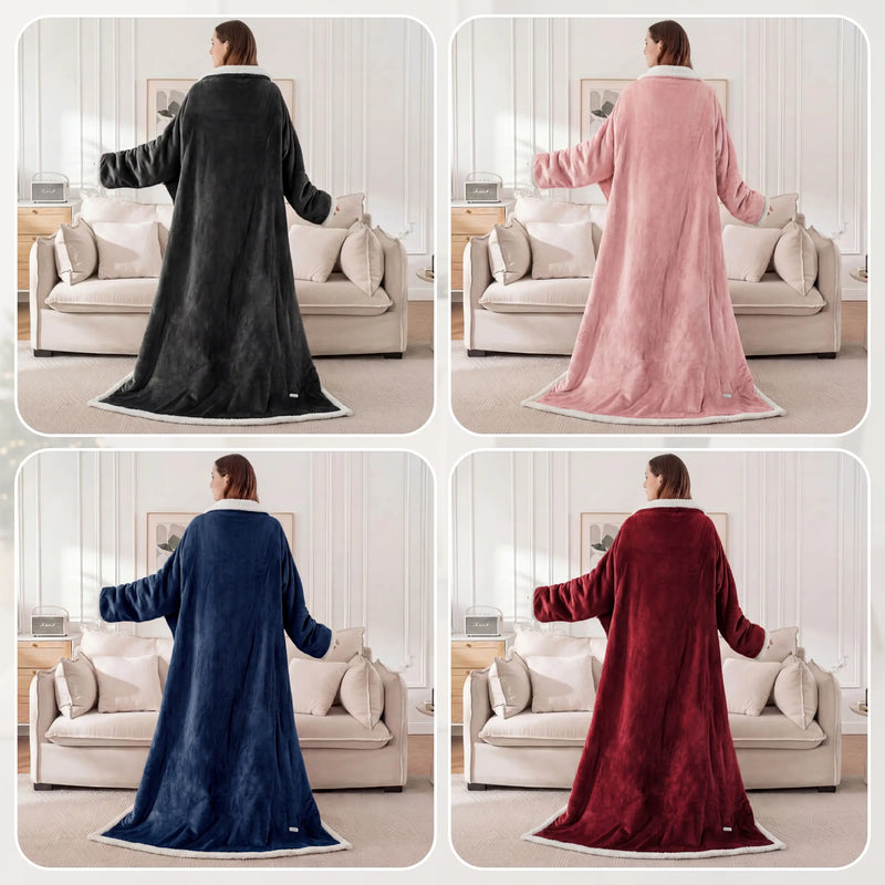 Blankozy™ Heated Wearable Blanket — With Foot Pockets